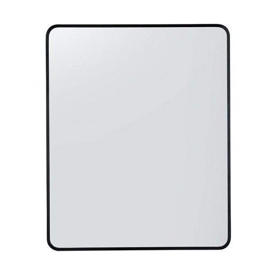 500x650x40mm Black Aluminium Framed Rectangle Bathroom Wall Mirror Rim Round Corner